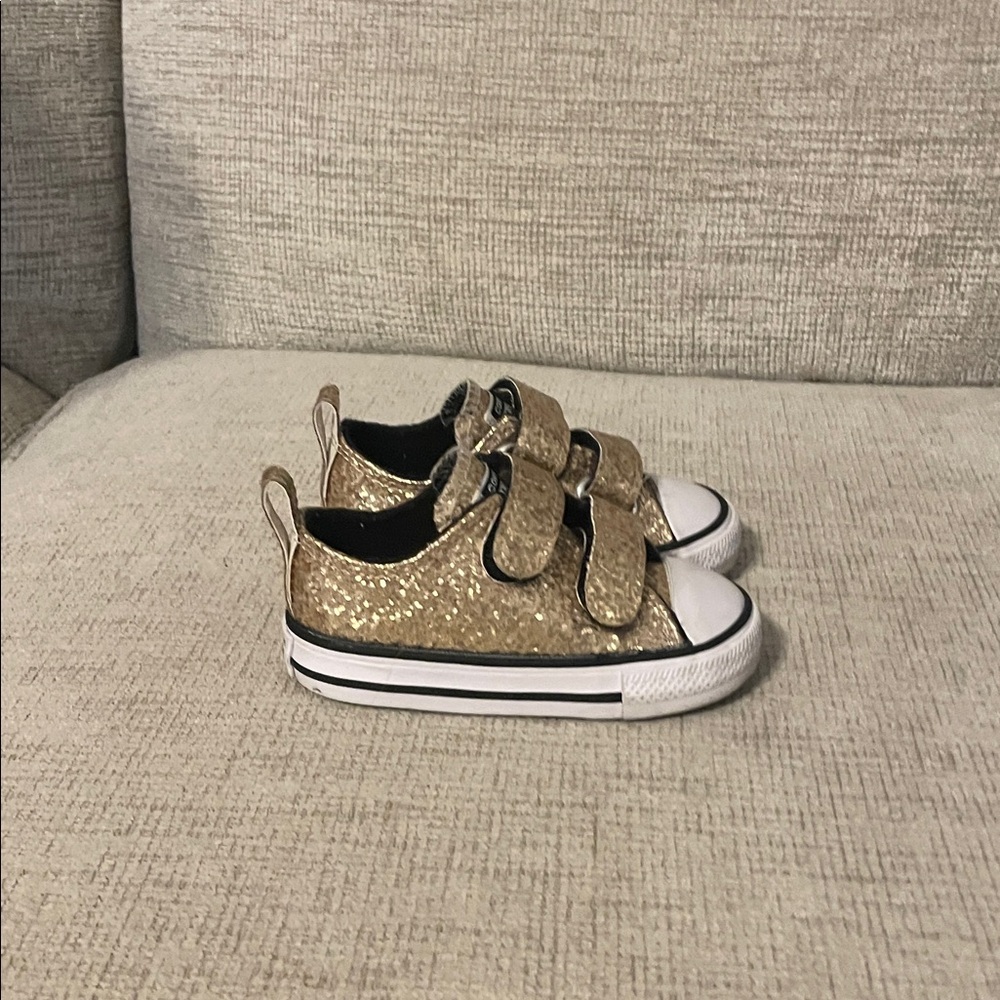 Kids Gold Sneakers with Velcro Straps
